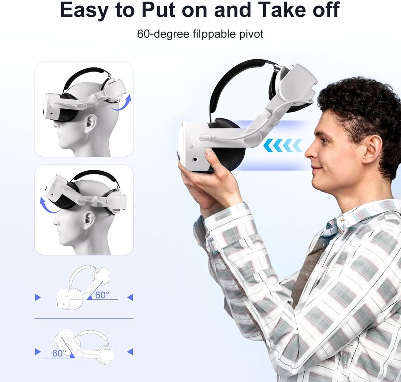 Hurra Head Strap with Battery Compatible with Meta/Oculus Quest 3/ 3S, 10000mAh Fast Charging Detachable Battery Pack Extend 5-7H Playtime, Adjustable Elite Strap Enhanced Support & Balance in VR - Image 3